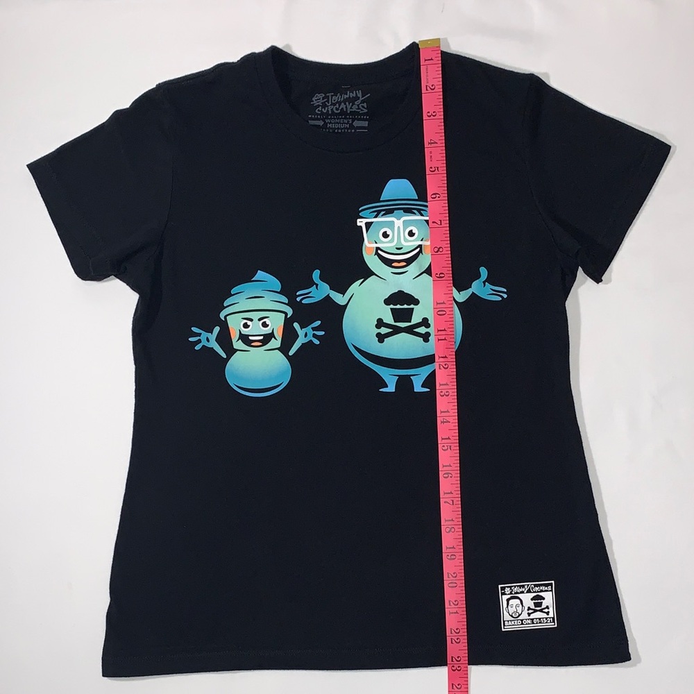 Johnny Cupcakes Before Buddies Fitted Black Tee Size Medium (fits like a small) - Picture 6 of 10